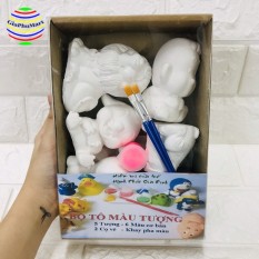 Bộ tô tượng cho bé – Đồ chơi trẻ em bằng thạch cao tặng màu và bút vẽ