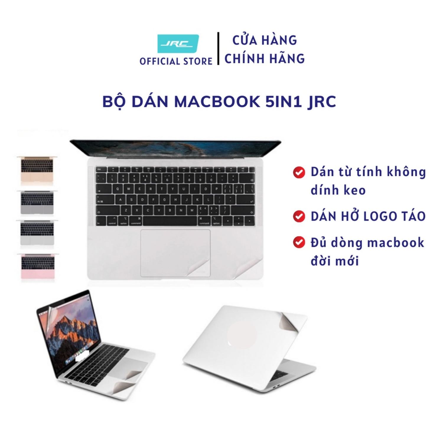 Bộ dán Macbook JRC 5in1 dán từ tính độ bền cao, đủ dòng macbook air, pro 13inch, 14inch, 16inch