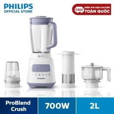 Máy xay sinh tố Philips HR2223/00 (Trắng) – Bộ 3 cối xay nhựa – 5 chế độ cài đặt sẵn- Nghiền mịn đá, nhanh gấp 2 lần- Hàng Phân Phối Chính Hãng –