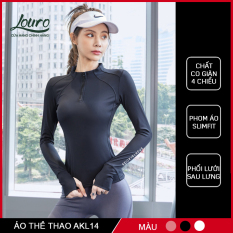 Áo thể thao nữ tay dài khóa kéo Louro AKL14, phối lưới siêu thoáng, phù hợp tập thể thao, gym, yoga