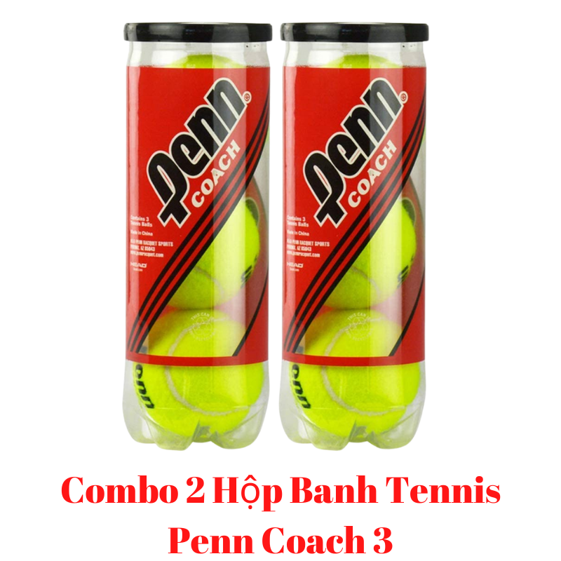 Combo 2 Hộp Banh Tennis Penn Coach Hộp 3 Trái, Bóng Tập Tennis Penn Coach