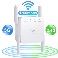Bộ lặp WiFi 5G Bộ khuếch đại Wifi Tín hiệu Bộ mở rộng Wifi Mạng Bộ tăng tốc Wi fi Tốc độ 1200Mbps Bộ lặp Wi-fi không dây tầm xa 5 Ghz