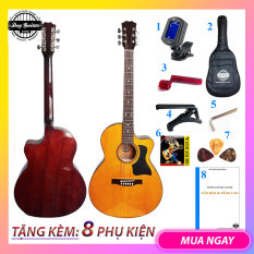 Đàn guitar acoustic có ty DT70 Full size guitar Duy Guitar Store đàn ghitar giá rẻ chất lượng âm thanh tốt action êm tay cho người mới tập cần đàn thẳng Tặng kèm 8 phụ kiện đàn guitar