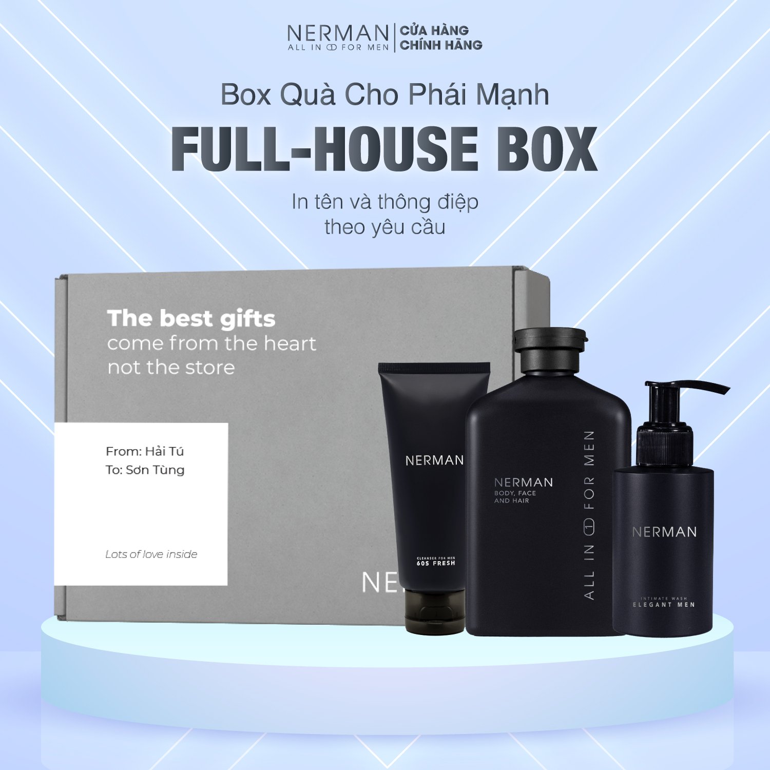Bộ quà tặng nam giới FULL-HOUSE BOX - Sữa tắm gội hương nước hoa 3in1 350ml & Dung dịch vệ...