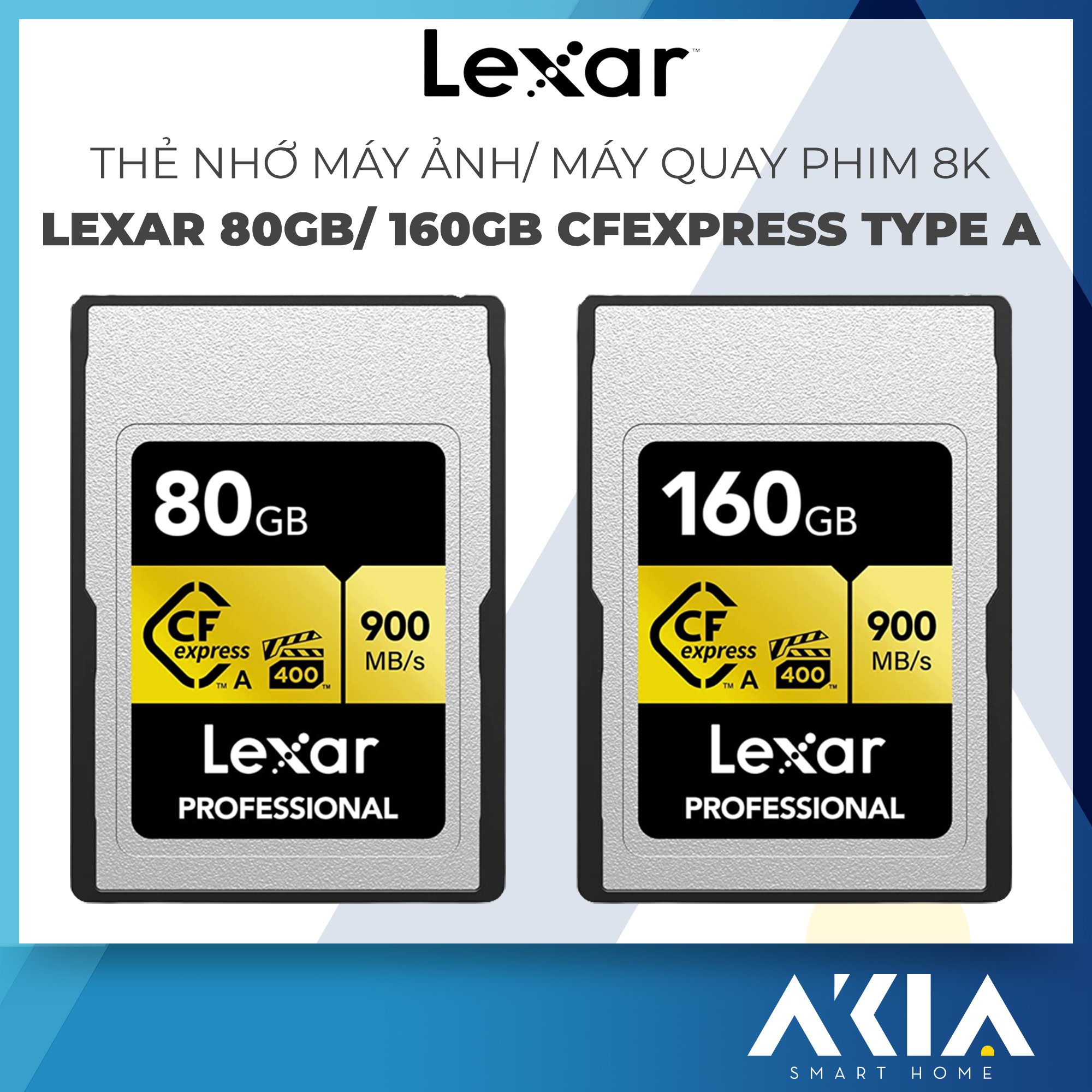 Thẻ nhớ máy ảnh/ máy quay phim chuyên nghiệp Lexar 80GB/ 160GB CFexpress Type A, video chất lượng cao 8K,...