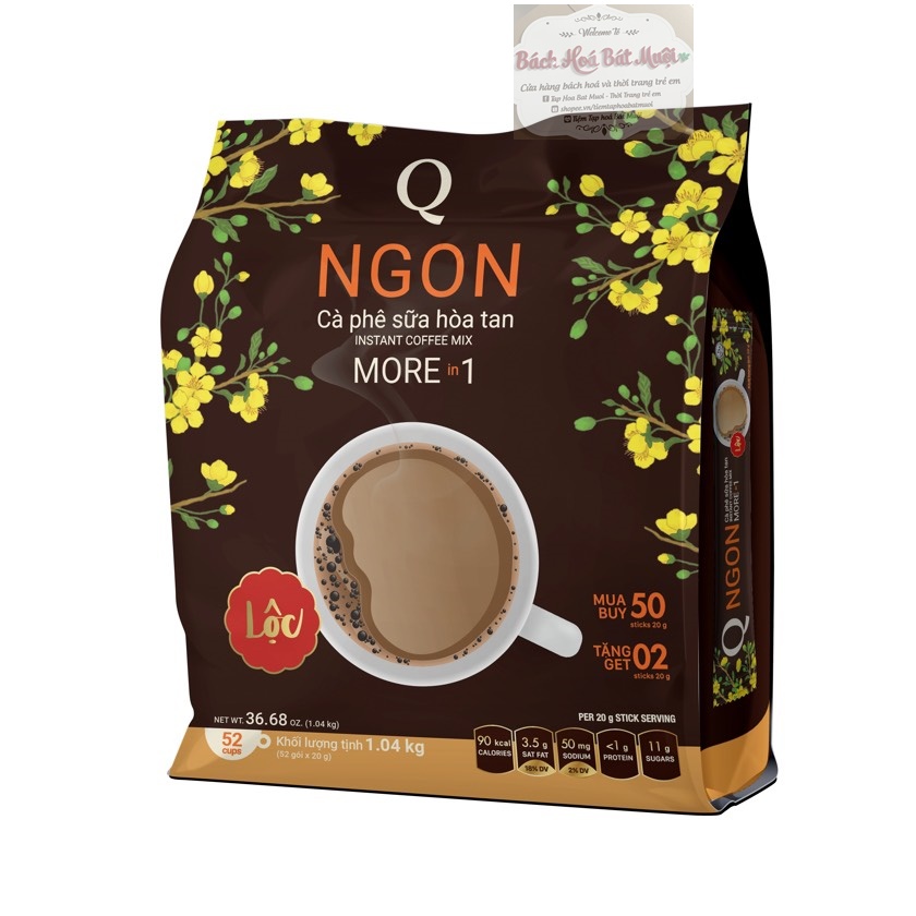 Cà phê sữa hoà tan Ngon - TRẦN QUANG - size lớn (52 gói/túi)