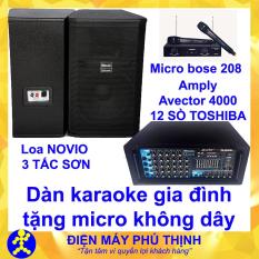 Dàn karaoke gia đình Dàn karaoke gia đình hay, Dàn karaoke giá rẻ CẶP LOA NOVIO 3 TẤC SƠN VÀ AMPLY KARAOKE AVECTOR 4000 TẶNG 2 MICRO KHÔNG DÂY