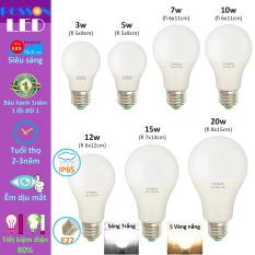 Bóng đèn Led 3w 5w 7w 9w 10w 12w 15w 20w bup tròn bulb kín chống nước Posson LB-3-20x