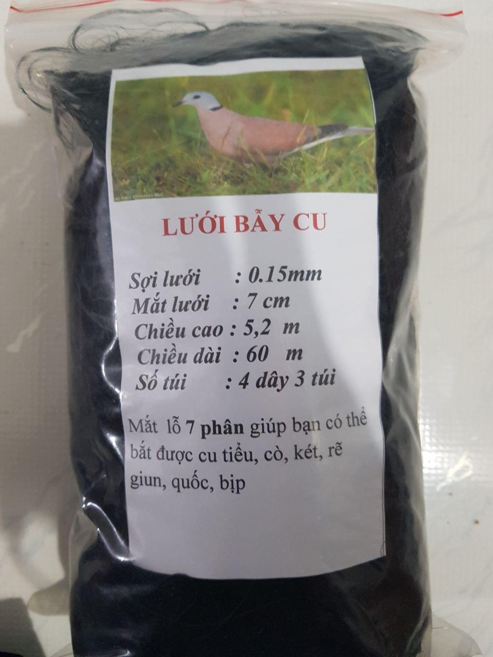lưới 7 phân 60m bẫy cu tiểu, cò két , rẽ giun, quốc , bip...