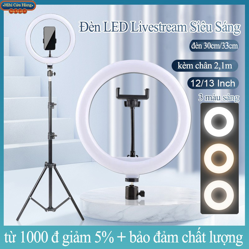 Đèn led livestream size 30cm,đèn livestream siêu sáng 12 inch/13 inch,3 chế độ ánh sáng,tặng đèn chân 2,1m và kẹp...