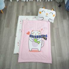 Bộ tấm trải, nệm ngủ trẻ em Kbedding By Everon mèo Kitten chất vải cotton an toàn cho bé