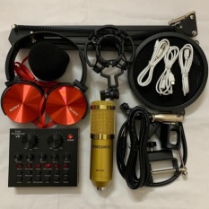 Combo bộ hát thu âm cao cấp V8 bluetooth mic BM-900 hát cực hay livestream micro kèm chân kẹp màng lọc tặng tai nghe J-08
