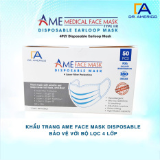 Khẩu trang Ame Face Mask Disposable 4 Layer Filter Protection [Bảo vệ với bộ lọc 4 lớp] USA