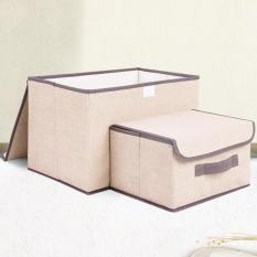 Bộ 2 tủ vải , hộp đựng đồ , hộp chứa ngăn , tủ lót khung cứng đựng đồ, vải không dệt, có nắp, chống bụi chống thấm , có tay xách
