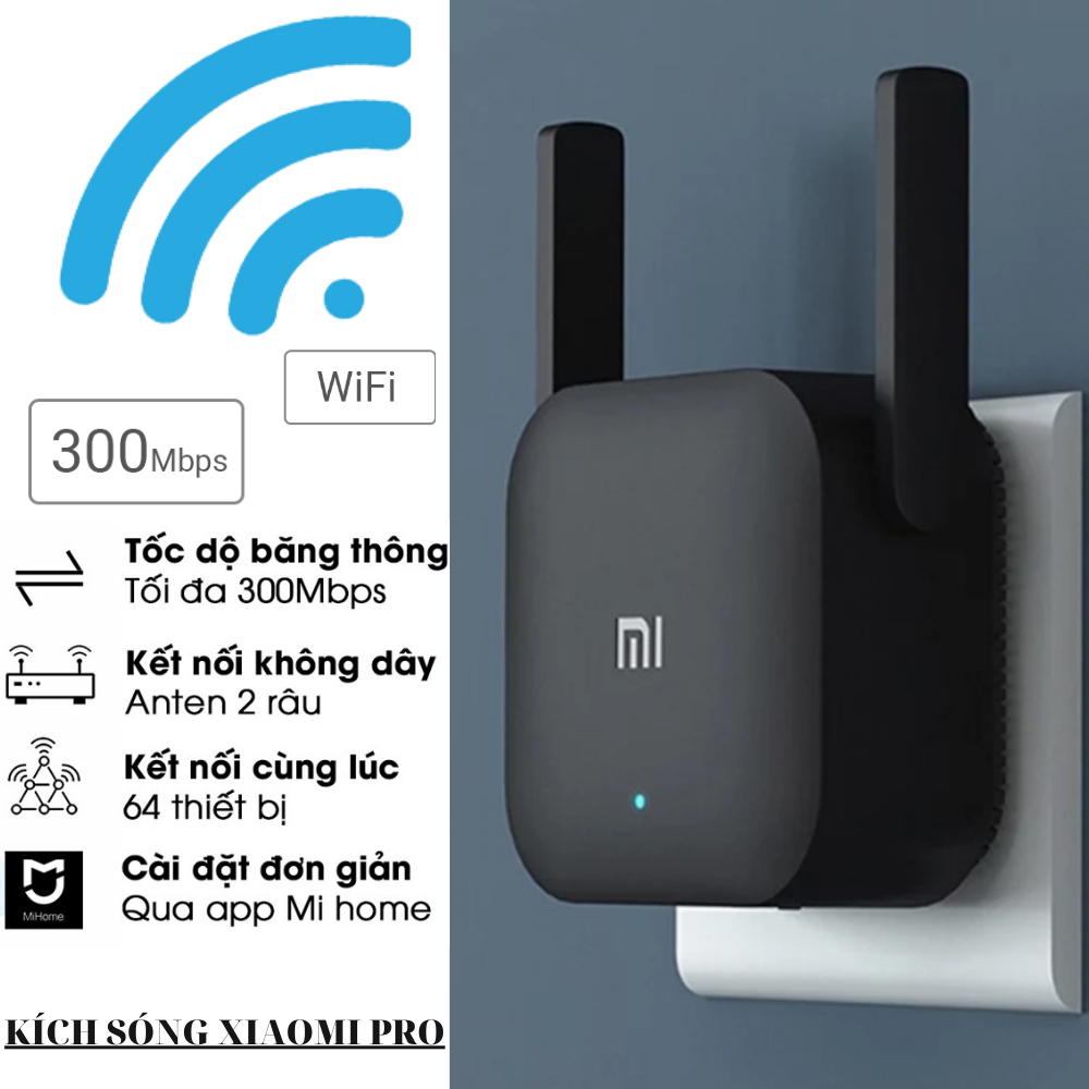 [BH 12 THÁNG] Kích sóng Wifi Xiaomi Repeater Pro – Thiết Bị Mở Rộng WiFi Xiaomi Mi Wifi Repeater Pro 300Mbps ,Chuẩn Wifi: IEEE 802.11b/g/n, 2 Râu WiFi 2*2 DBI Antenna 2.4GHZ Giúp Tăng Khả Năng Phát Sóng Xuyên Tường