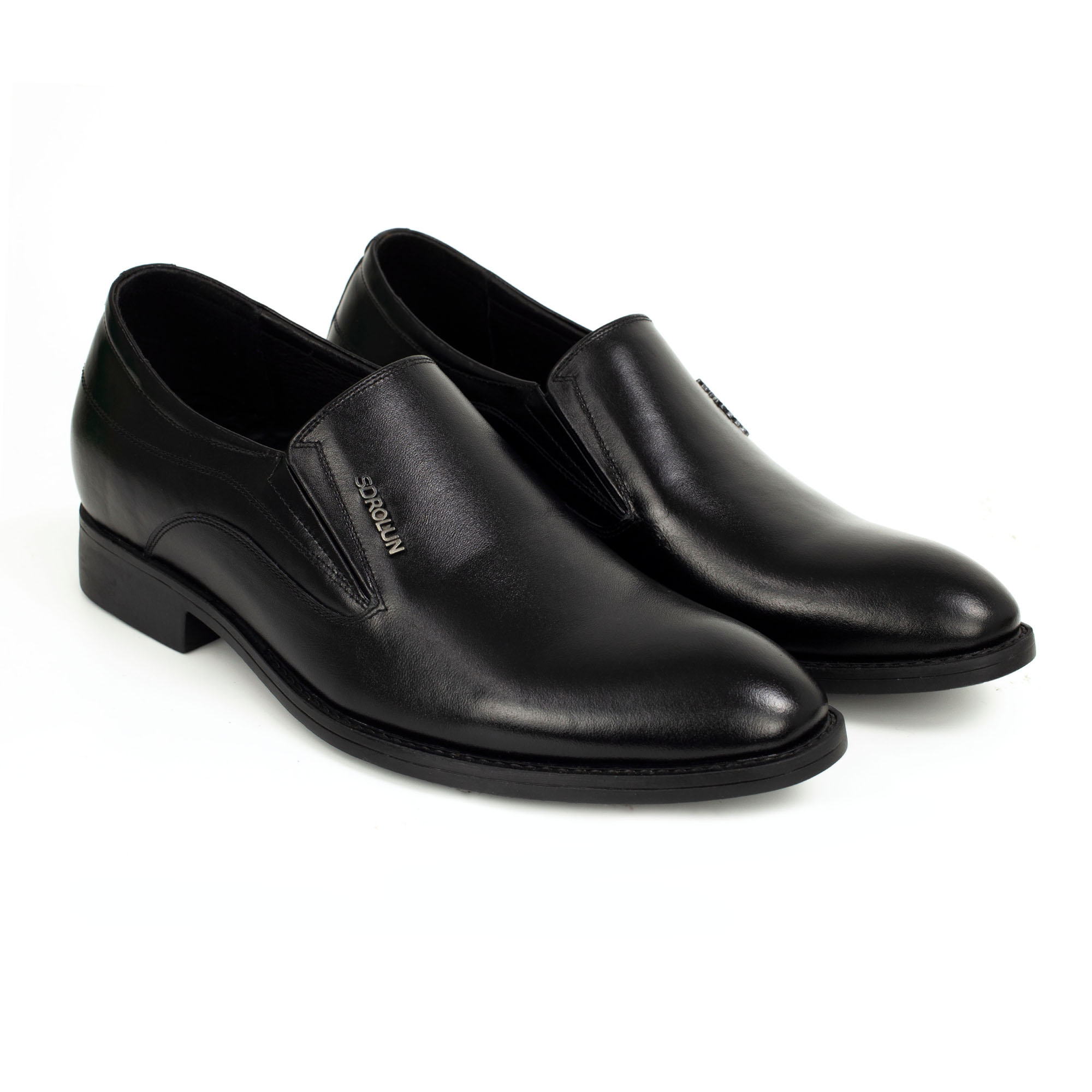 Giày tây nam tăng chiều cao da bò nappa cao cấp, giày lười nam màu đen G111- Bụi leather- hộp...