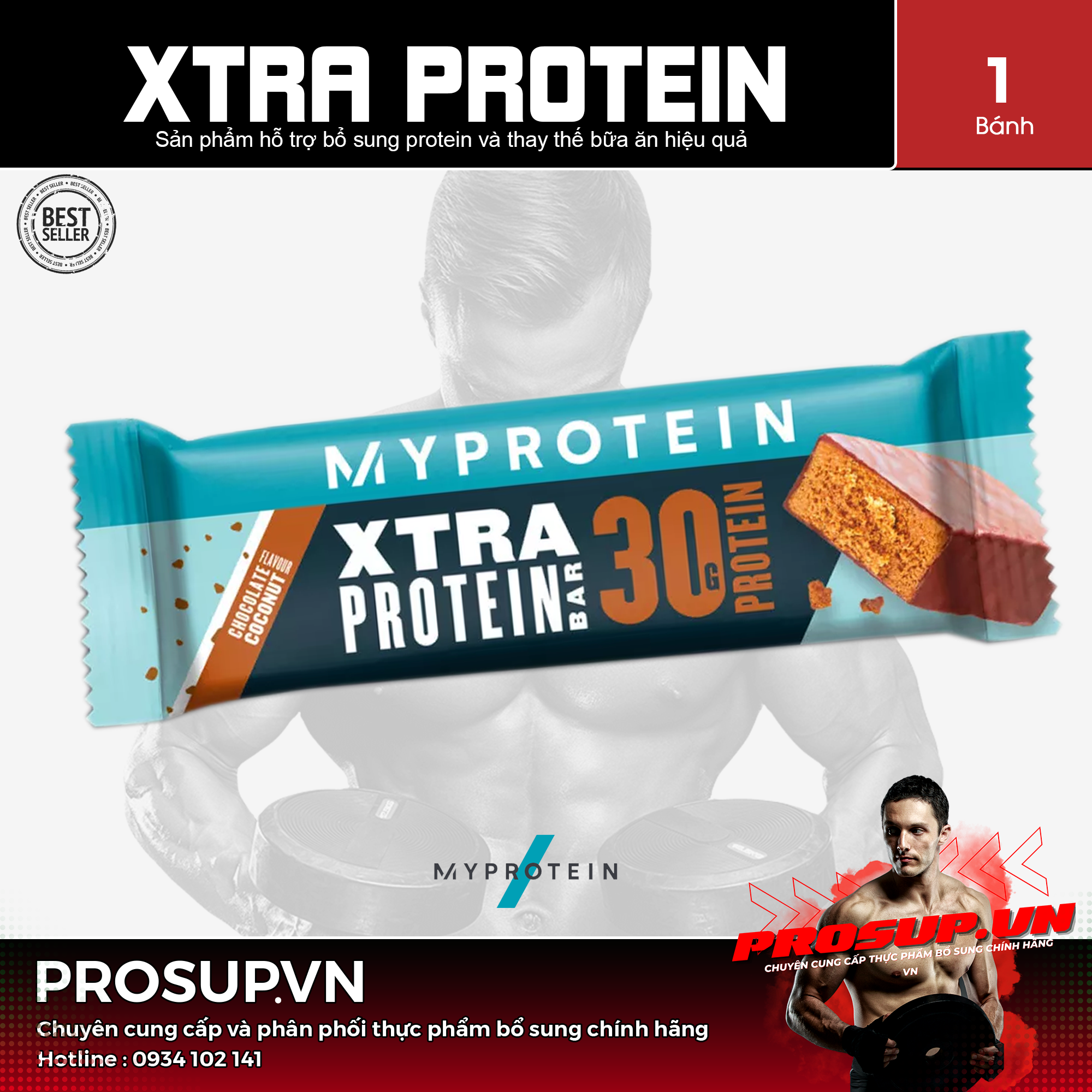Xtra Protein - (80g/1 thanh) My Protein - Bar protein bữa ăn thay thế cung cấp 30g protein và năng...