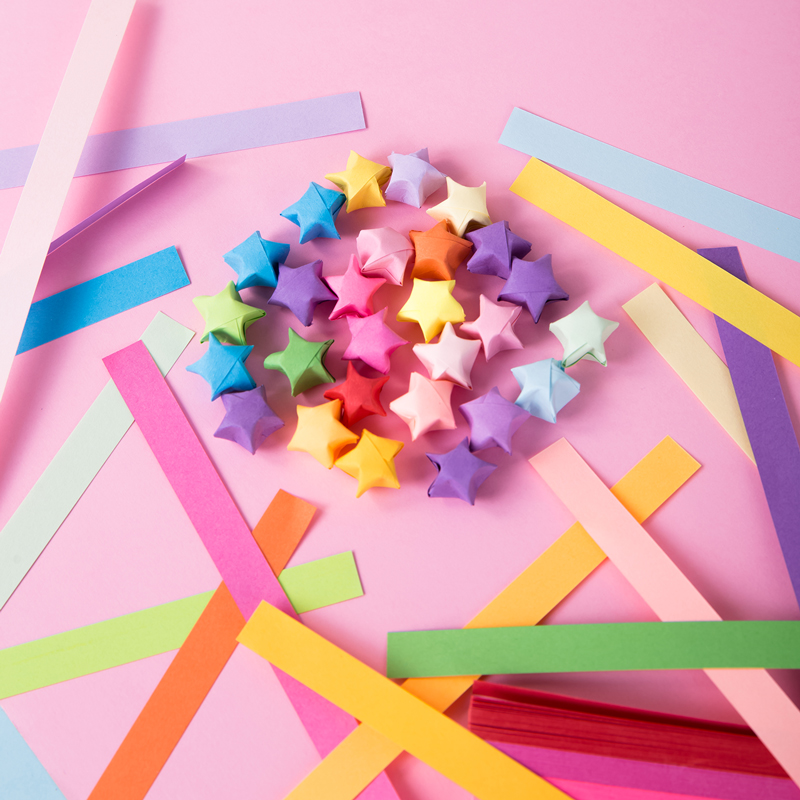 Giấy gấp sao 1000 tờ nhiều màu Deli - làm quà tặng, origami lucky star paper - 74834/74835