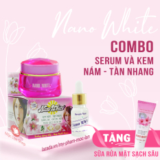 Bộ kem nám tàn nhang, dưỡng trắng da, chống nắng, giúp ngừa lão hóa da Nano White gồm kem và serum, tặng sữa rửa mặt – Mỹ phẩm Mộc Lan