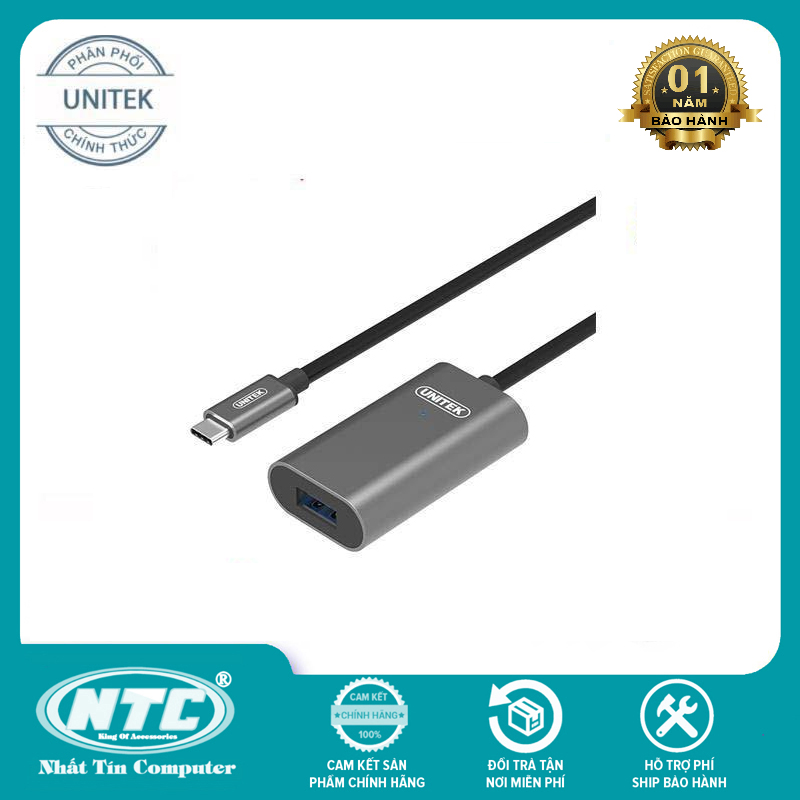 Cáp chuyển OTG type-C sang USB cái Unitek U304AGY dài 5m chuẩn 3.1 - truyền dữ liệu siêu nhanh 5Gbps...