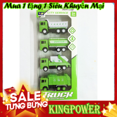 Đồ Chơi Xe Đổ Rác 818-4 KINGPOWER – Gồm 4 Xe Màu Xanh Lá Nổi Bật, Kiểu Dáng Khác Nhau, Chạy Đà Cót, Chất Nhựa Bền Cứng – Xe Chở Rác Đồ Chơi, Xe Ô Tô Chở Rác, Mô Hình Xe Rác Đồ Chơi
