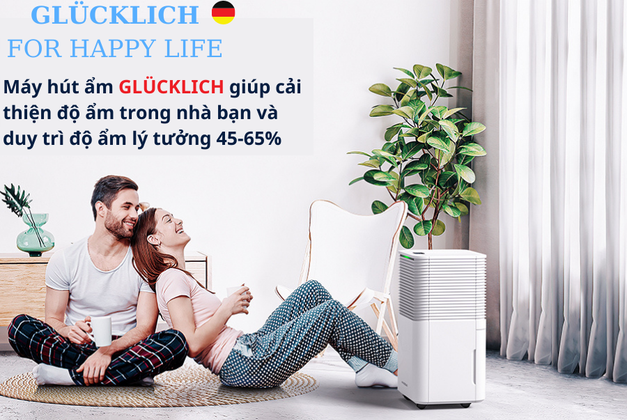 [Trả góp 0%] Máy hút ẩm công suất lớn GLUCKLICH 14L/ngày- Thương hiệu GLÜCKLICH ĐỨC -Dùng cho phòng đến 80m2-...