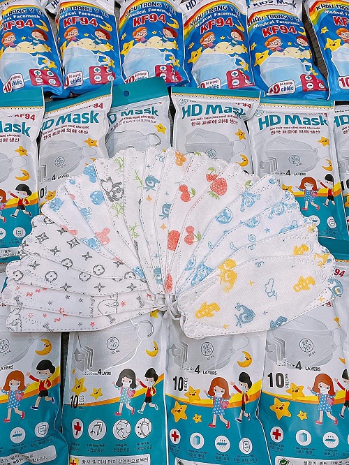 Túi Khẩu Trang Em Bé 4D HOÀNG DƯƠNG gồm 10 cái Kháng Khuẩn, yên tâm cho bé dùng mùa dịch