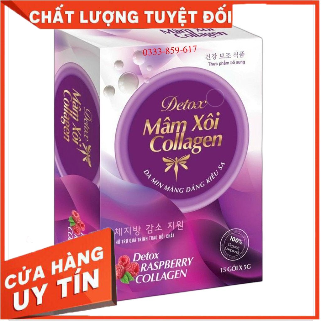 Hộp 20 Gói Detox Mâm Xôi Collagen 20x3,5g Đẹp Da , Thon Gọn Vóc Dáng , Chống Lão Hóa