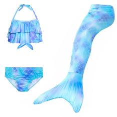 YTCH 3 Cái/bộ Đồ Bơi Cho Bé Gái Đồ Bơi Nàng Tiên Cá Có Dây Đeo Trên Áo Quần Lót Màu Gradient Cho 3-12 Tuổi
