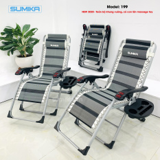 Ghế xếp thư giãn SUMIKA 199 – Mẫu mới nhất 2020, lăn tay massage, khung vuông cao cấp, tải trọng 300kg