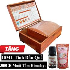 Hộp Đèn Đá Muối Himalaya Mặt Cong Massage + Tặng 10ml Tinh Dầu Quế + 300gr Muối Tắm Himalaya