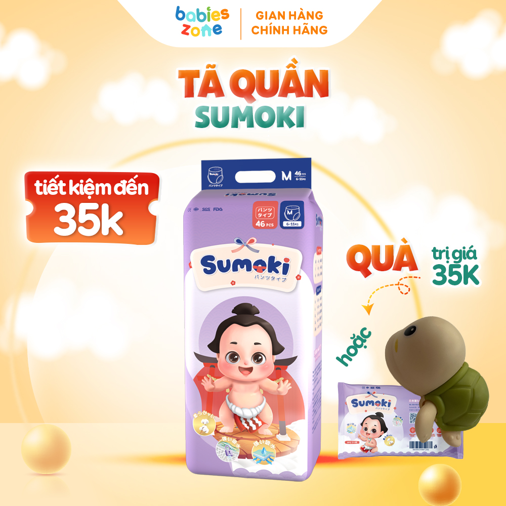 Tã Bỉm Quần SUMOKI có đủ size thương hiệu Nhật Bản thấm hút cực nhanh, chống tràn, siêu mềm mịn...