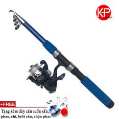 Cần Câu KHP Xanh Dương 2M4 Tặng Kèm Set 5 Phụ Kiện + Máy 200