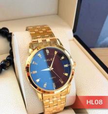 đồng hồ nam halei dây vàng mặt đen HL08 (có video sản phẩm )