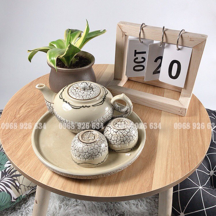 Bàn trà sofa/cafe, bàn tròn gỗ ngồi bệt kiểu hàn (Mặt tròn 40cm, cao 25,5cm)