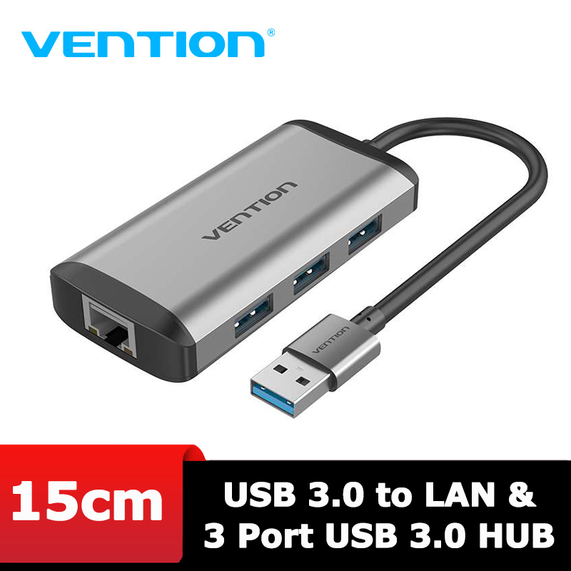 USB 3.0 HUB USB 3porrt to Ethernet Gigabit RJ45 Lan Network Adapter Vention CKBHB
