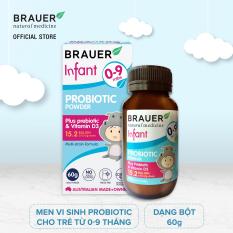 Men vi sinh Brauer Probiotic dạng bột (60g), hỗ trợ và duy trì hệ tiêu hóa khỏe mạnh, cho trẻ từ 0-9 tháng tuổi