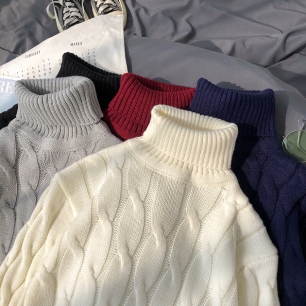 Áo len nam VẶN THỪNG cổ lọ mẫu mới 2020 - Áo len đan nam cổ cao BITULA