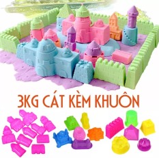 Combo 3kg cát động lực 3 màu Kèm khuôn lâu đài 22 chi tiết – Cát vi sinh không dính tay, không ra màu Smart Baby
