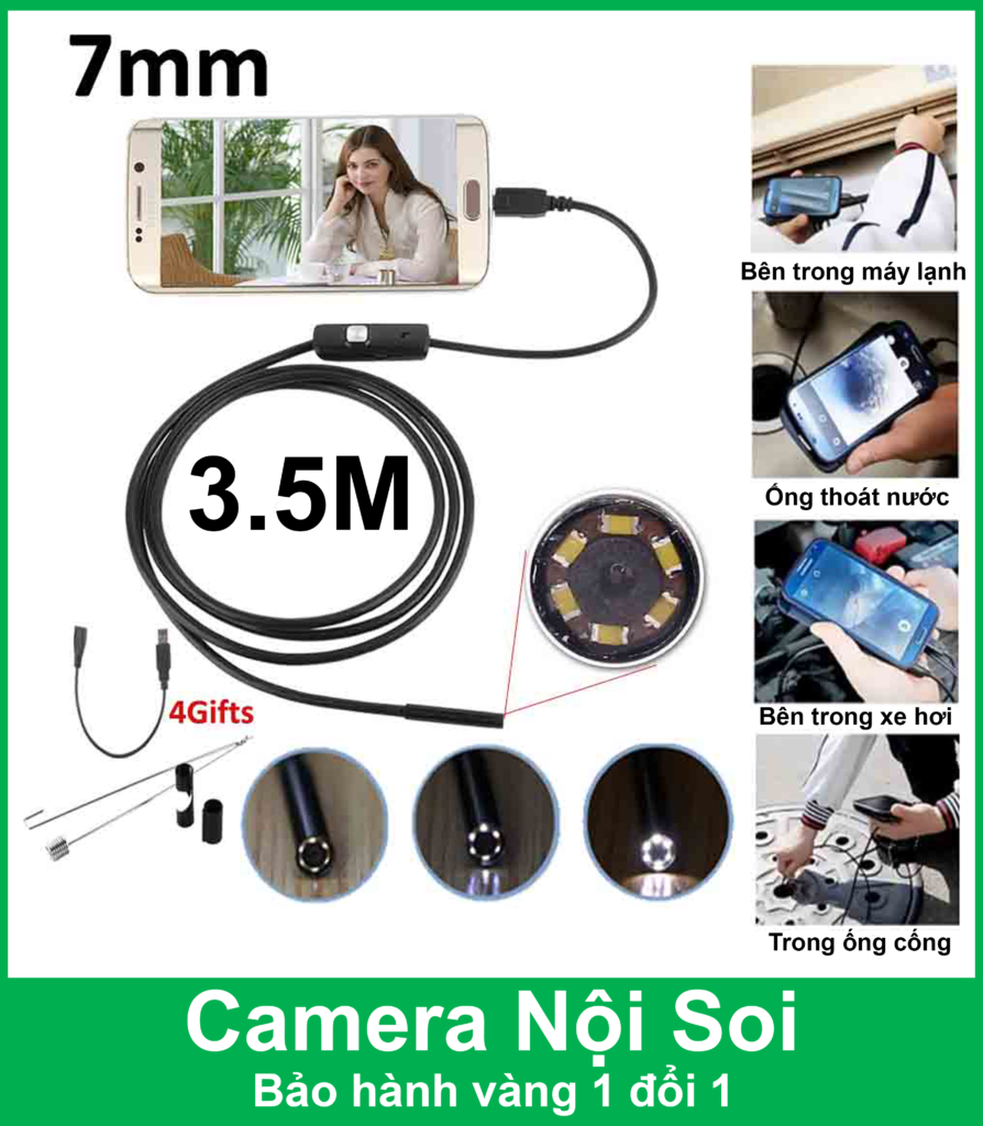 [HCM]camera chống nước ngoài trờiCamera nội soi 2in1- 5.5mm - dài 1m hỗ trợ điện thoại Android và Laptop/máy tính...