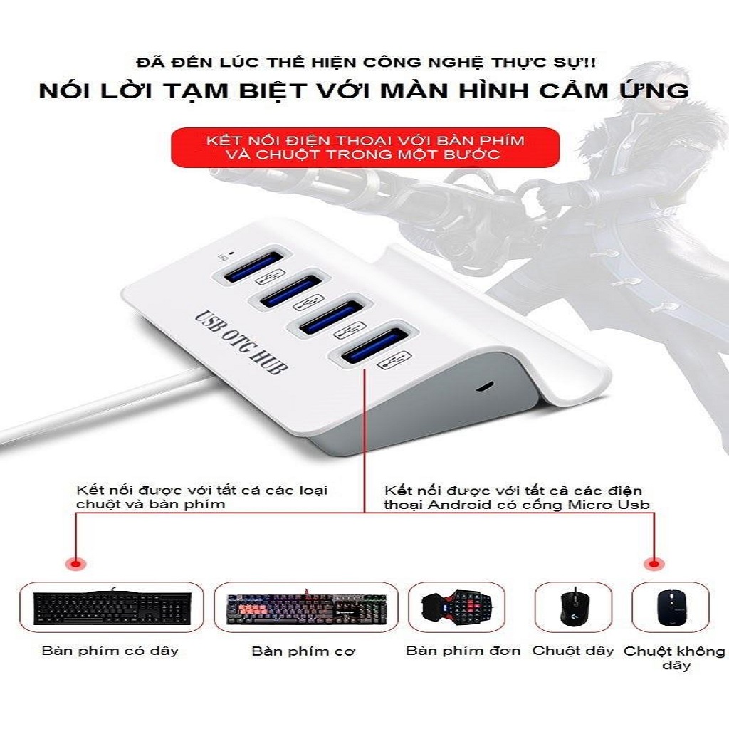 Bộ Chia 4 Cổng USB OTG HUB HUB USB OTG CAO CẤP - THIẾT BỊ KẾT NỐI ĐIỆN THOẠI VỚI...