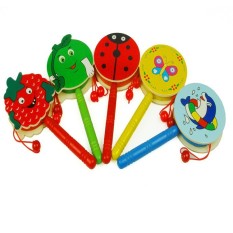 Trống Gỗ Cầm Tay Dễ Thương Cho Bé Yêu (Loại Tròn)