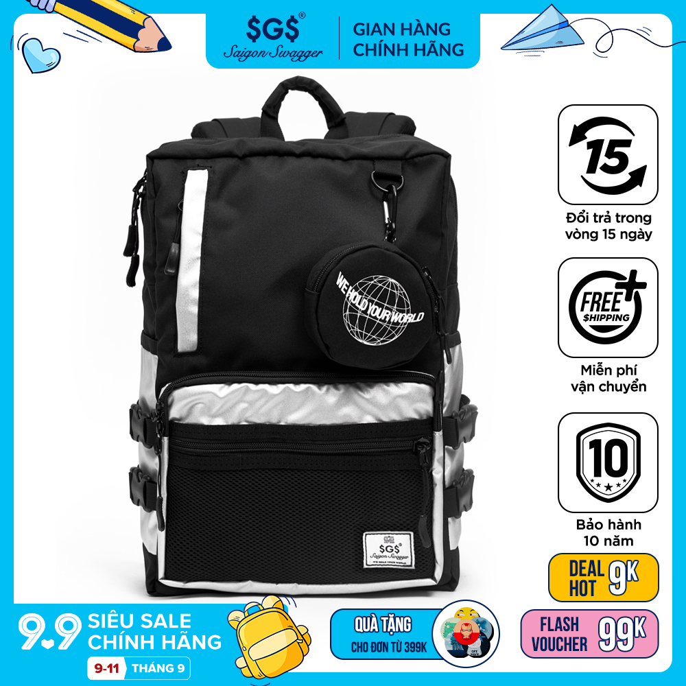 Balo Flex Saigon Swagger SGS (Tặng kèm túi đựng Airpods) - Balo Laptop Thời trang, Chất liệu Polyester tráng PU...