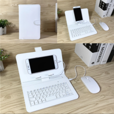 Combo bao da bàn phím kèm chuột + lót chuột và đầu chuyển đổi Type-C cho điện thoại, máy tính bảng từ 4.5-7 inch