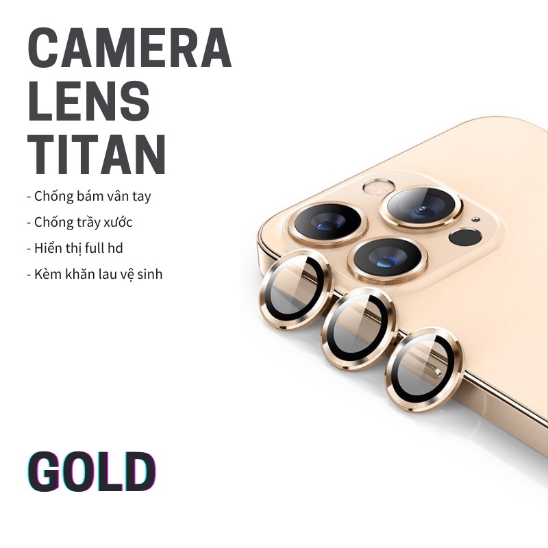 Kính Cường Lực Camera -Bảo Vệ Camera Titan Chống Trầy Xước Màu Nguyên Bản Cho Ip 11/12/13 Pro Max