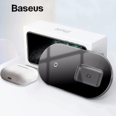 Bộ sạc không dây Baseus Simple 2 in 1 cống suất 15W kèm củ sạc 24W giúp sạc 2 điện thoại đồng thời và Tai nghe AirPod