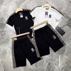 Đồ bộ nam hè PHỐI NÂU, chất liệu thun lạnh 4 chiều, phong cách thể thao, 2 màu trắng đen, full size M L XL XXL từ 35-90kg