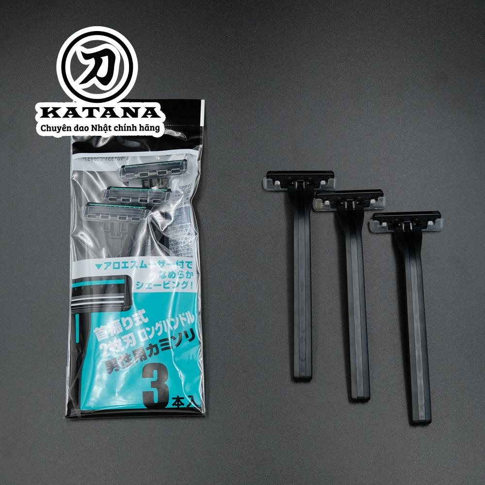 Dao cạo râu cao cấp Nhật LUS-3P bộ 3 chiếc (màu đen)