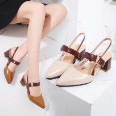 Giày cao gót 6cm bít mũi khóa C hở gót