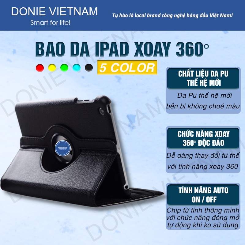 Bao Da Ipad, Ốp Ipad Xoay 360 Độ Siêu Chống Sốc Dành Cho Air 1/2/3/4/5 Ipad Mini Gen 7/8/9 Pro...